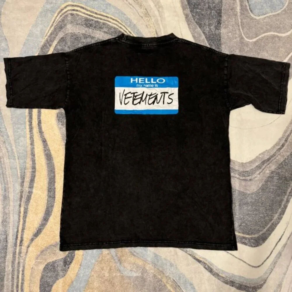 VETEMENTS Black My Name Is Vetements Tshirt Mens Size Large - Picture 2 of 4